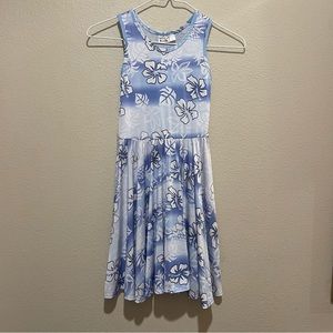 Dot Dot Smile Size 7 Tank Dress Blue Hibiscus Hawaiian Foral Vintage Rare Print